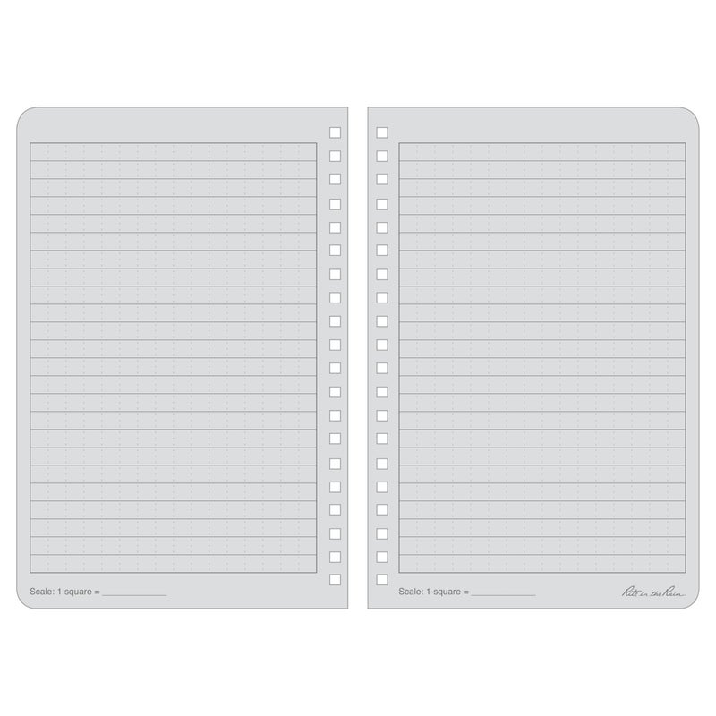 Rite In The Rain Weatherproof Side Spiral Notebook, 4.625" x 7", Black Cover, Universal Pattern, 3 Pack (No. 773L3) - Image 2